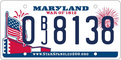 MD license plate 0BJ8138