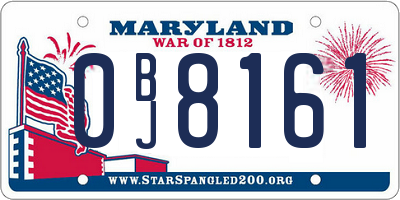 MD license plate 0BJ8161