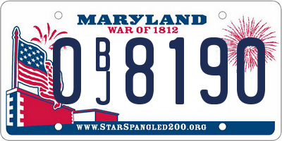 MD license plate 0BJ8190
