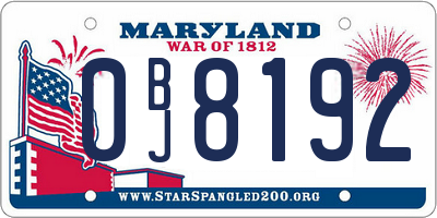 MD license plate 0BJ8192