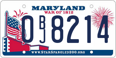 MD license plate 0BJ8214