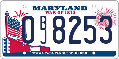 MD license plate 0BJ8253