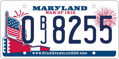 MD license plate 0BJ8255