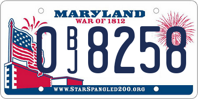 MD license plate 0BJ8258