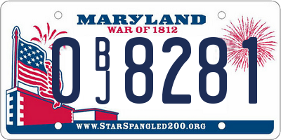 MD license plate 0BJ8281