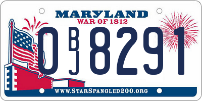 MD license plate 0BJ8291