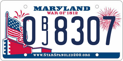 MD license plate 0BJ8307