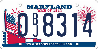 MD license plate 0BJ8314