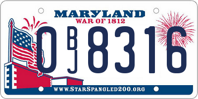 MD license plate 0BJ8316
