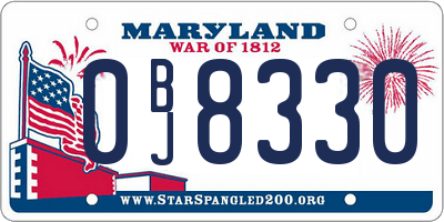 MD license plate 0BJ8330
