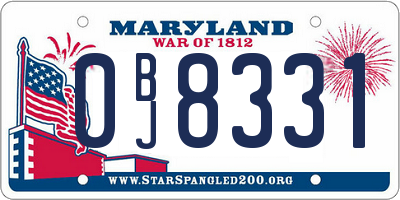 MD license plate 0BJ8331