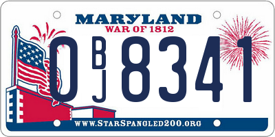 MD license plate 0BJ8341