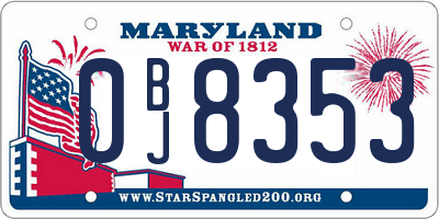 MD license plate 0BJ8353