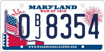 MD license plate 0BJ8354
