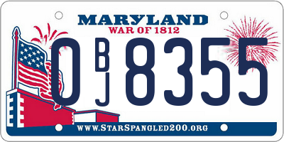 MD license plate 0BJ8355