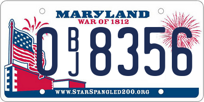 MD license plate 0BJ8356
