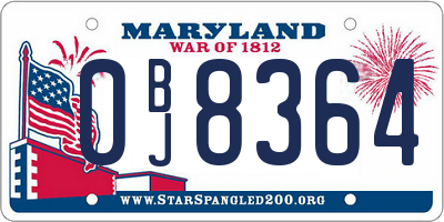 MD license plate 0BJ8364