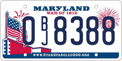 MD license plate 0BJ8388