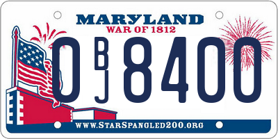 MD license plate 0BJ8400
