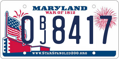 MD license plate 0BJ8417