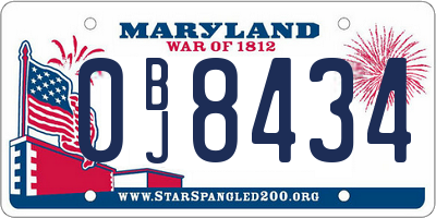 MD license plate 0BJ8434