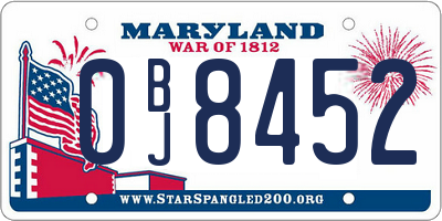 MD license plate 0BJ8452