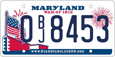MD license plate 0BJ8453