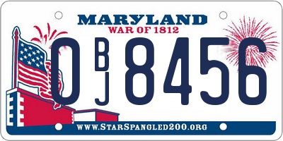 MD license plate 0BJ8456