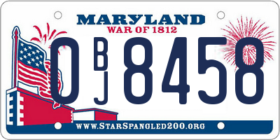 MD license plate 0BJ8458