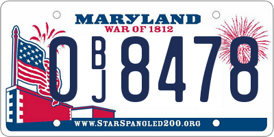 MD license plate 0BJ8478