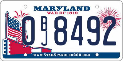 MD license plate 0BJ8492