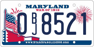 MD license plate 0BJ8521