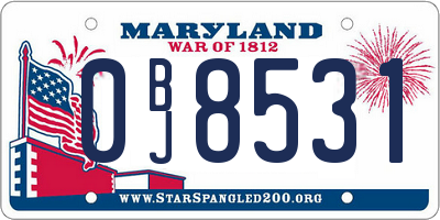 MD license plate 0BJ8531