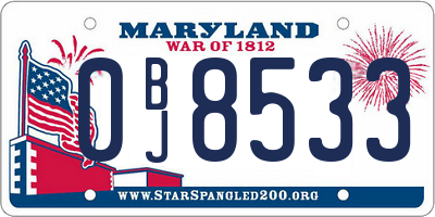 MD license plate 0BJ8533