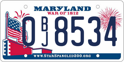 MD license plate 0BJ8534