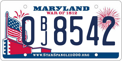 MD license plate 0BJ8542