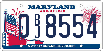 MD license plate 0BJ8554