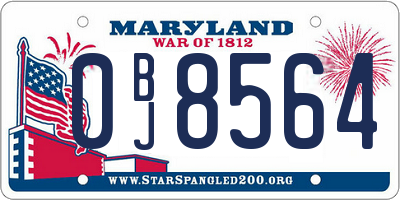 MD license plate 0BJ8564