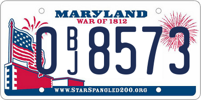 MD license plate 0BJ8573