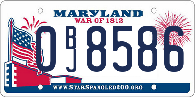 MD license plate 0BJ8586