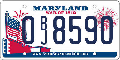 MD license plate 0BJ8590