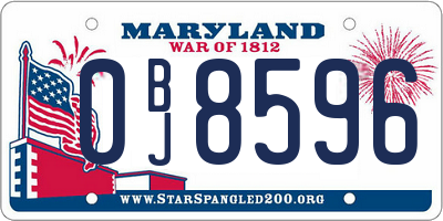 MD license plate 0BJ8596