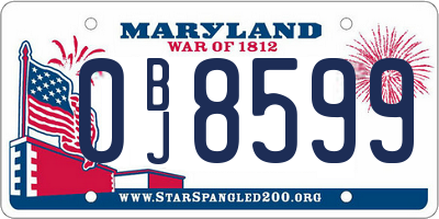 MD license plate 0BJ8599