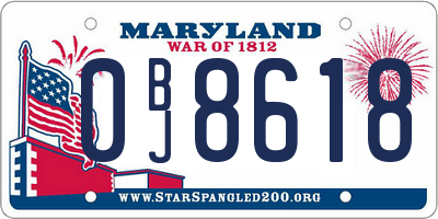 MD license plate 0BJ8618