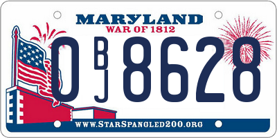 MD license plate 0BJ8628