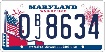 MD license plate 0BJ8634