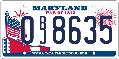 MD license plate 0BJ8635