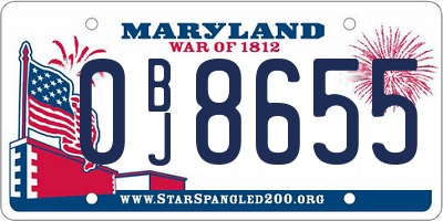 MD license plate 0BJ8655