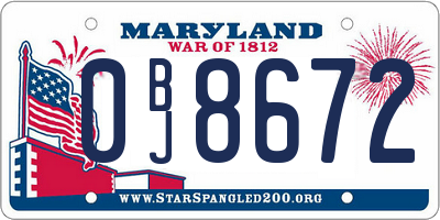 MD license plate 0BJ8672