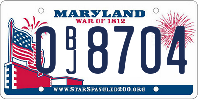 MD license plate 0BJ8704